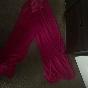 Vibrant Pink Wide-Leg Jumpsuit with Flowing Silhouette